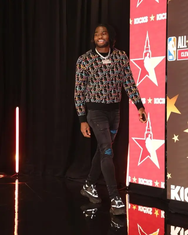 Isaiah Simmons outfit in Dior and Amiri, 2022