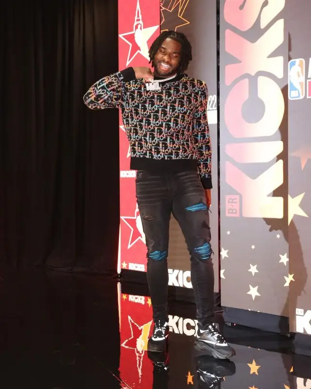Isaiah Simmons outfit in Dior and Amiri, 2022