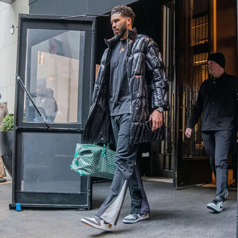 Jayson Tatum outfit in Valentino, Mnml, and Goyard, 2022