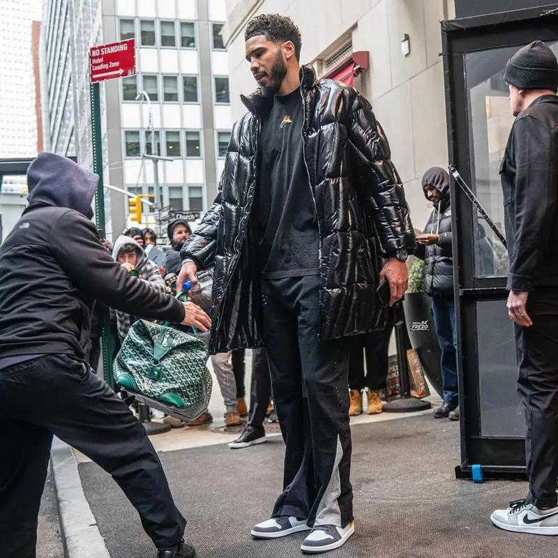 Jayson Tatum outfit in Valentino, Mnml, and Goyard, 2022