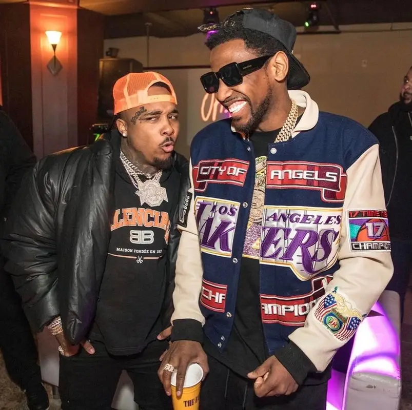Fabolous outfit in Jeff Hamilton, Just Don, and Mitchell & Ness, 2022