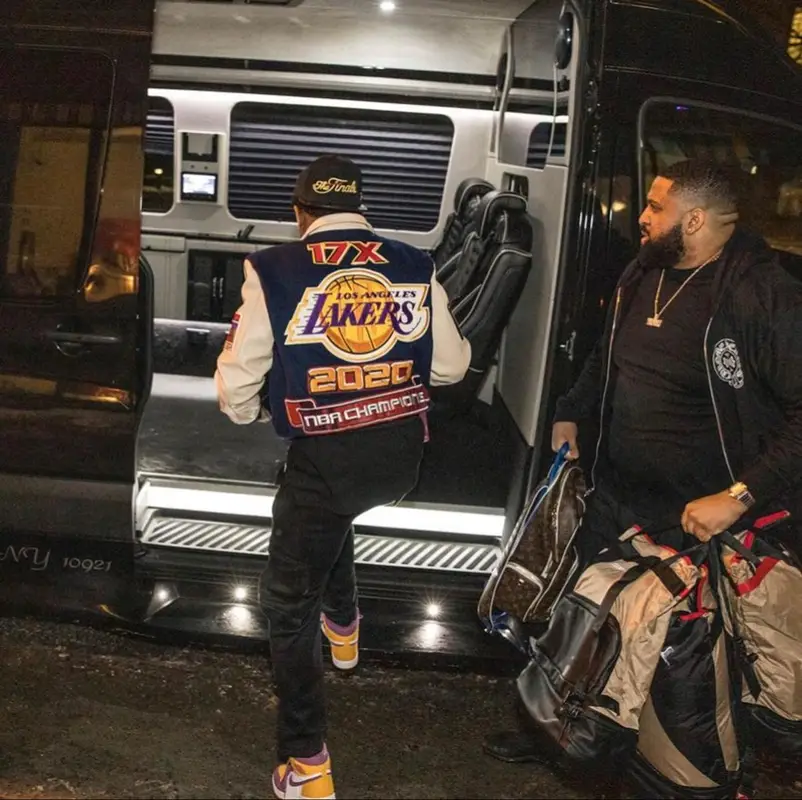 Fabolous outfit in Jeff Hamilton, Just Don, and Mitchell & Ness, 2022