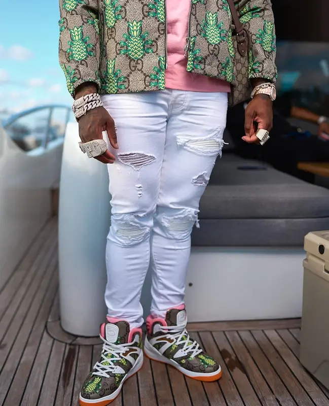 BandMan Kevo outfit in Gucci and Amiri, 2022