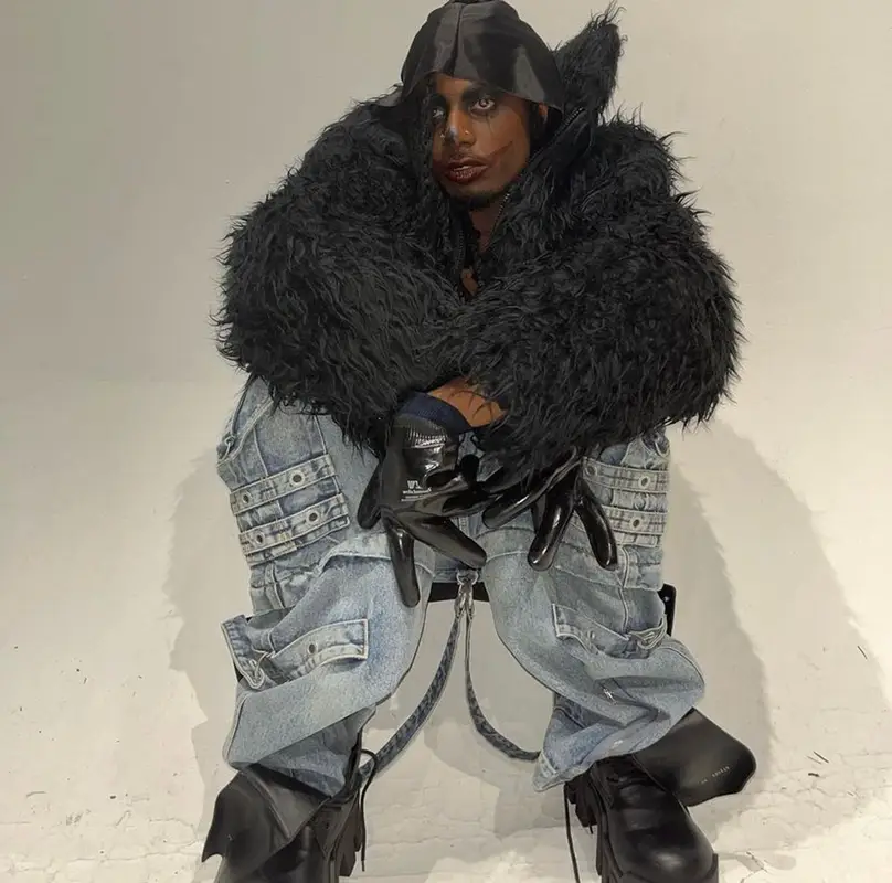 Playboi Carti outfit in Balenciaga and Wells Lamont, 2022