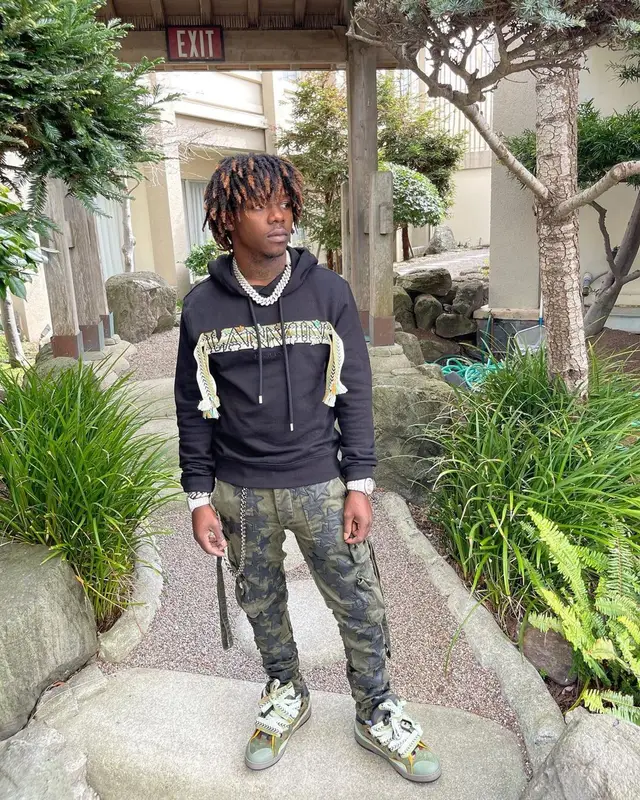 Jackboy outfit in Lanvin and Amiri, 2022
