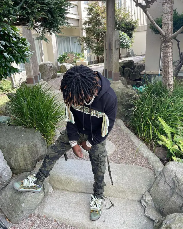 Jackboy outfit in Lanvin and Amiri, 2022