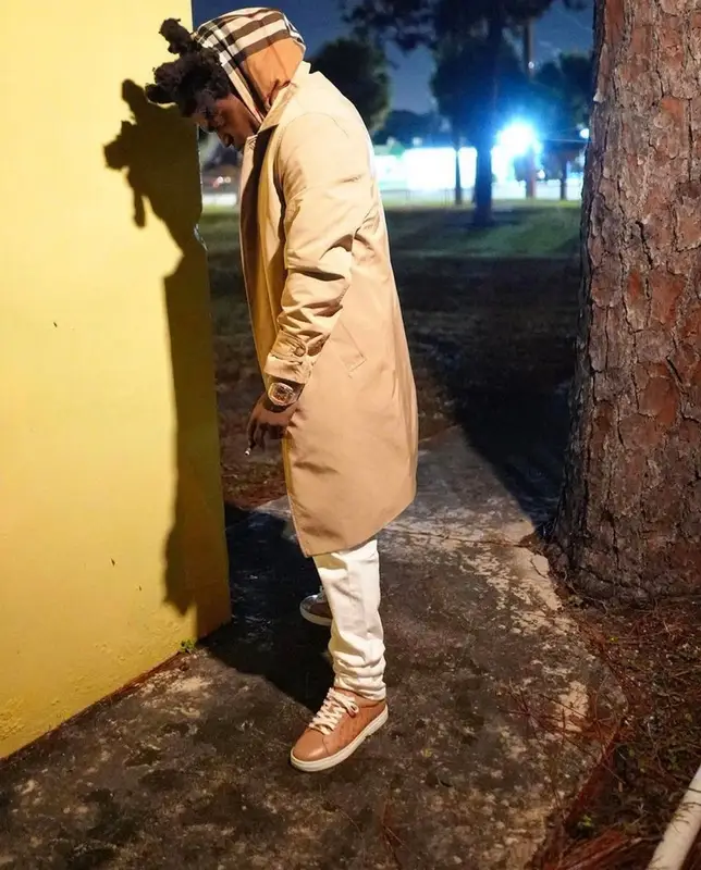 Kodak Black outfit in Burberry and Jimmy Choo, 2022