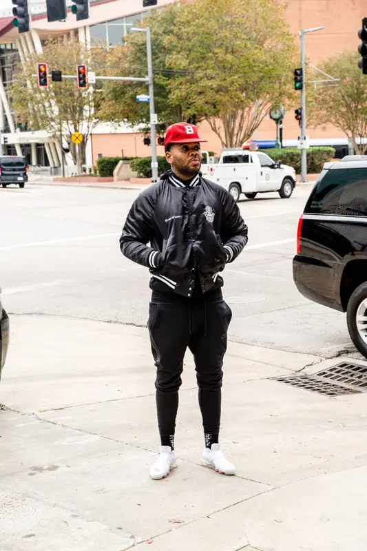 Kevin Gates outfit in Nike, Kevin Gates Merch, and Off-White, 2019