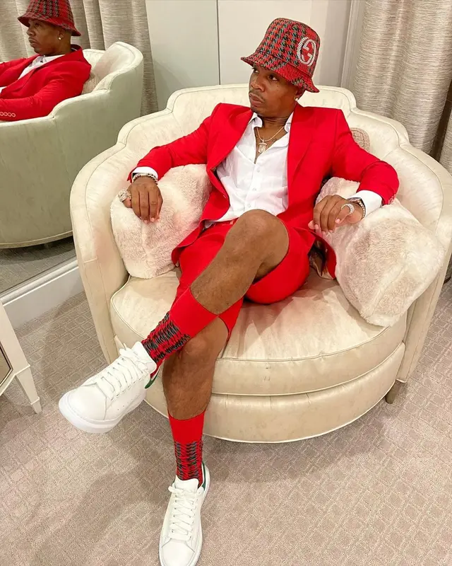 Plies outfit in Alexander McQueen and Gucci, 2021