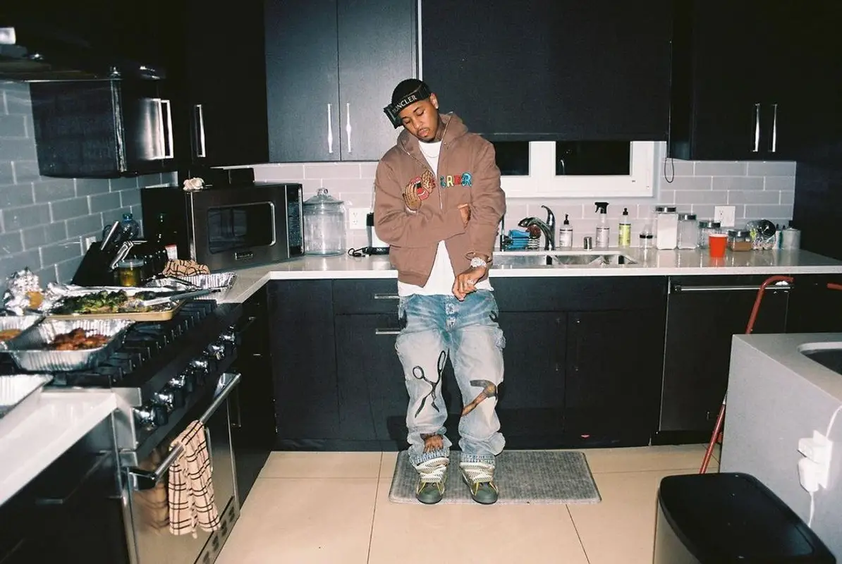 Jeremih outfit in Amiri, Lanvin, and Moncler, 2022