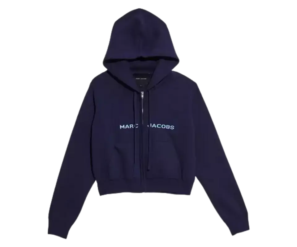Marc Jacobs Blue Navy Cropped Zip Hoodie $355