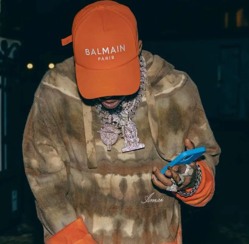 Tory Lanez outfit in Amiri, Balmain, and Nike, 2022
