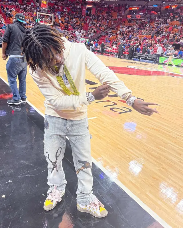 Jackboy outfit in Lanvin and Amiri, 2022