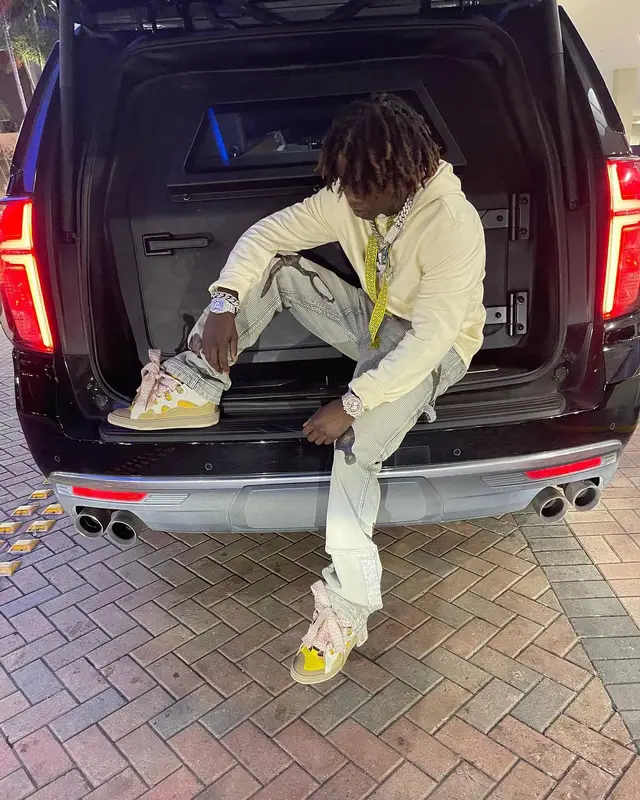 Jackboy outfit in Lanvin and Amiri, 2022
