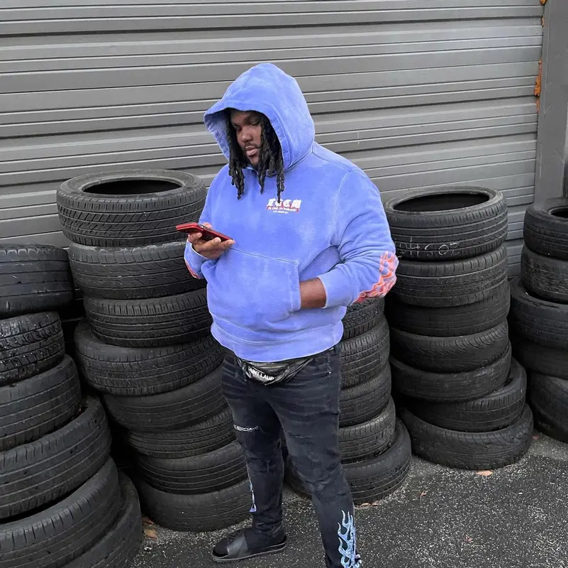 Tee Grizzley outfit in Amiri, Saint Laurent, and Fendi, 2022