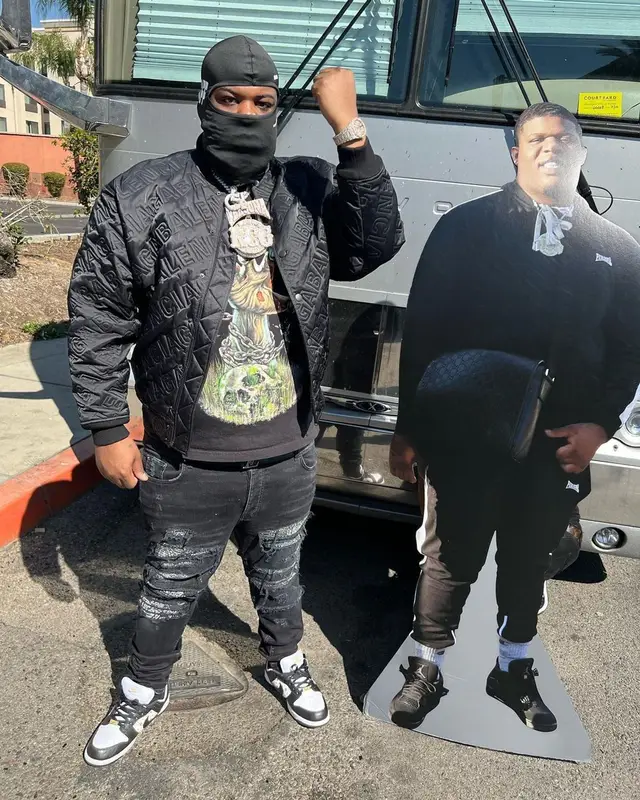 Maxo Kream outfit in Balenciaga, Amiri, and Louis Vuitton, 2022