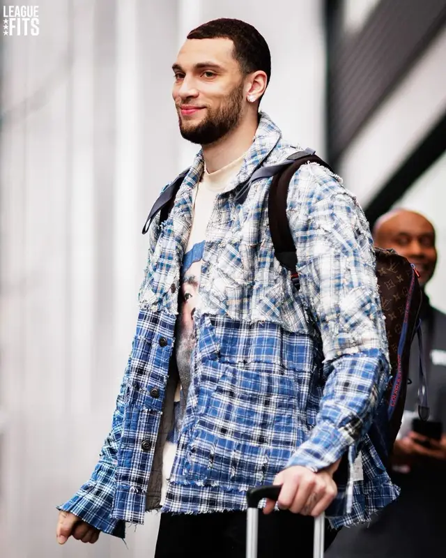 Zach LaVine outfit in Greg Lauren, Reese Cooper, and Louis Vuitton, 2022