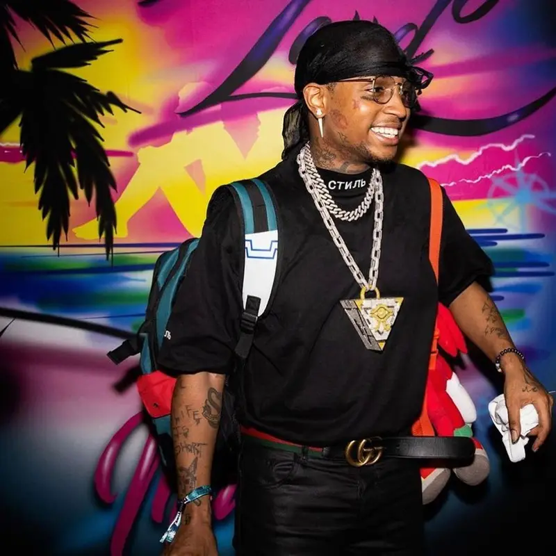 Ski Mask The Slump God outfit in Gucci, 2021