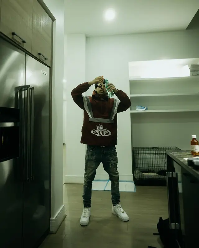Iayze outfit in Fuck The Population, Purple Brand, and Gucci, 2022