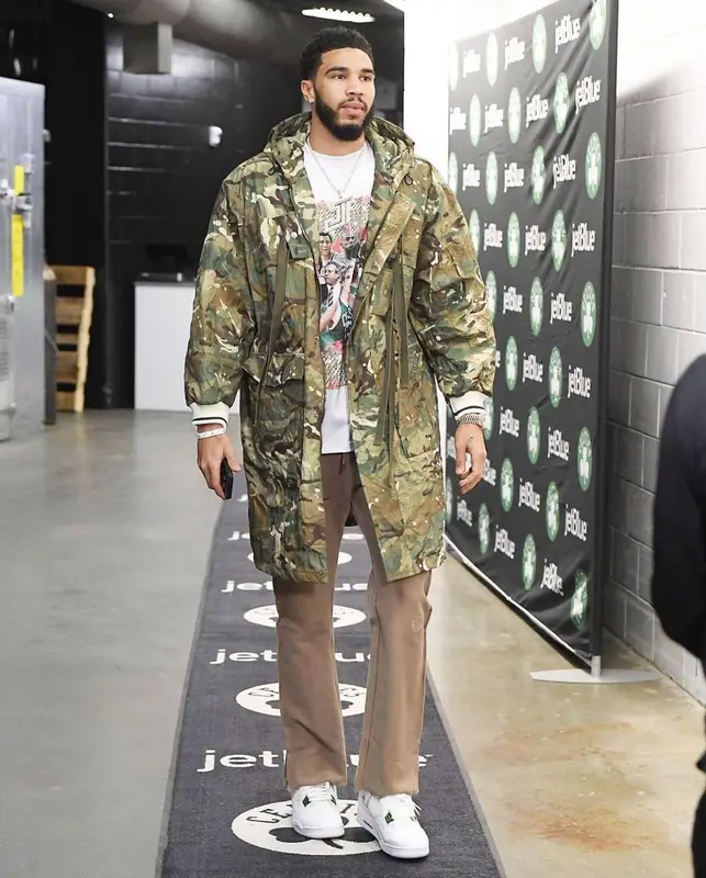 Jayson Tatum outfit in Dolce & Gabbana, Honor The Gift, and Jordan, 2022