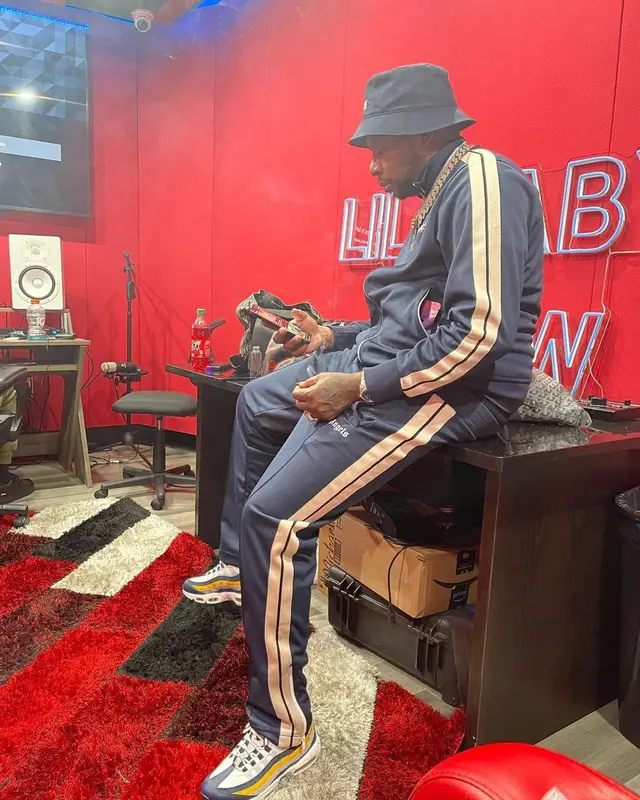 Lil Duke outfit in Palm Angels, Nike, and Celine, 2022