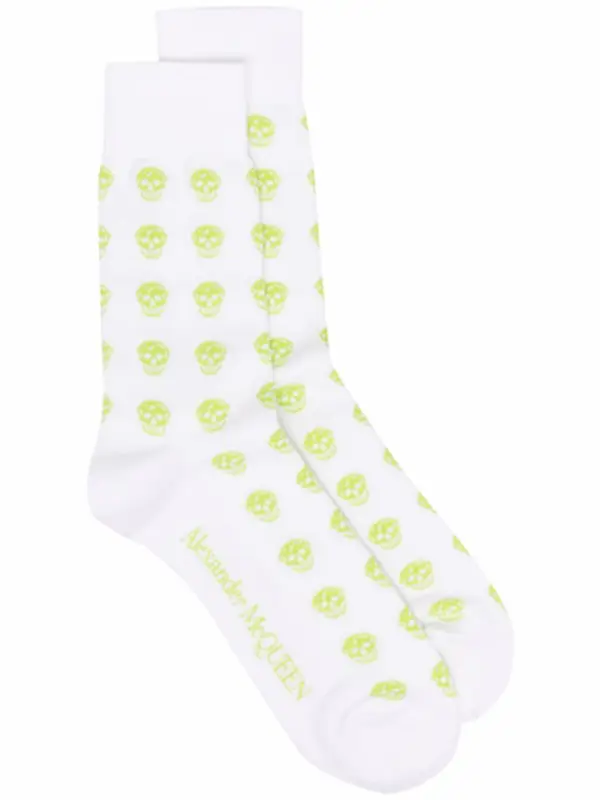 Alexander McQueen Skull-Print White Socks $95