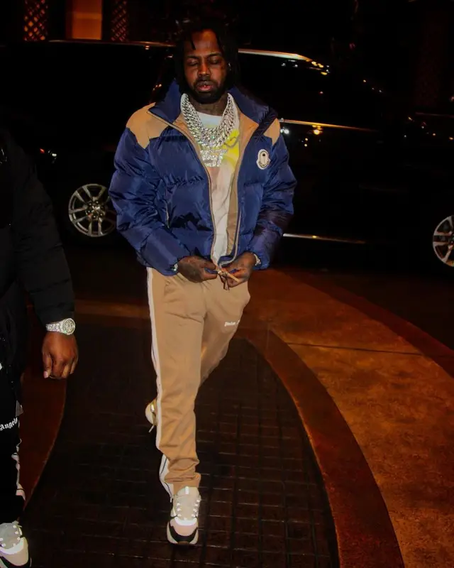 EST Gee outfit in Palm Angels, Dior, and Moncler, 2022