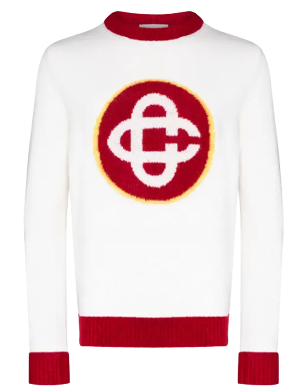 Casablanca Monogram Patch Crewneck White Sweatshirt $825