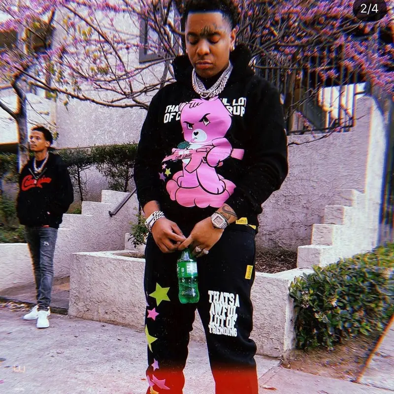 Lil Gotit outfit in Awful Lot of Cough Syrup and Coi Leray Merch, 2022