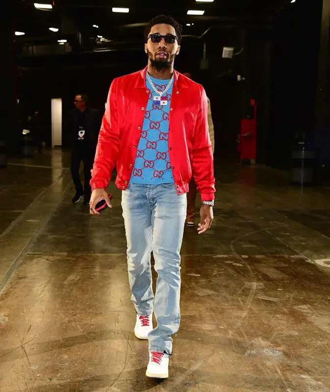 Donovan Mitchell outfit in Keiser Clark, Gucci, and Collegium, 2022