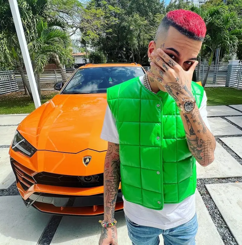 Sfera Ebbasta outfit in Bottega Veneta, Amiri, and Louis Vuitton, 2022