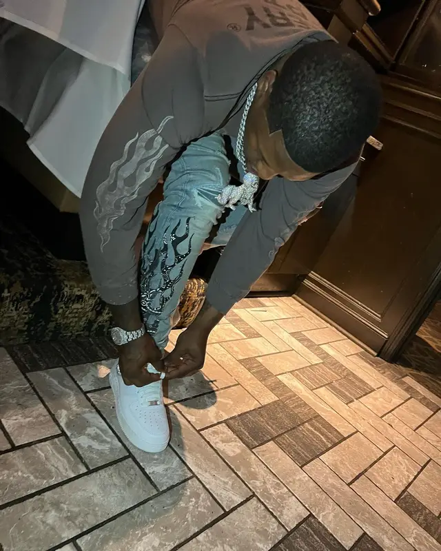 Lil Zay Osama outfit in Gallery Dept., Amiri, and Nike, 2022