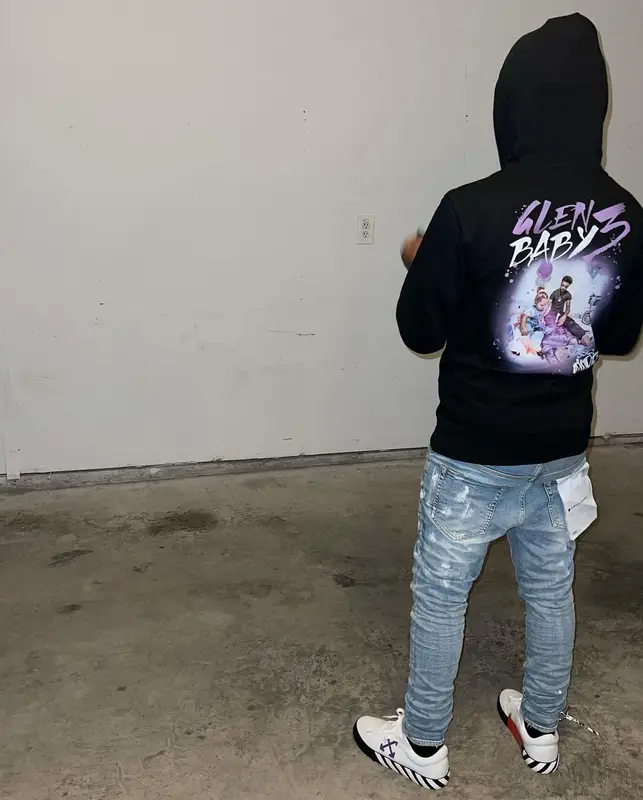 SSG Splurge outfit in SSG Worldwide, Purple Brand, and Off-White, 2021