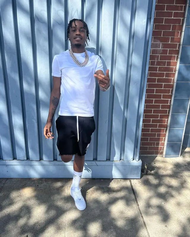 Lil Tjay outfit in Amiri, Nike, and Gallery Dept., 2022
