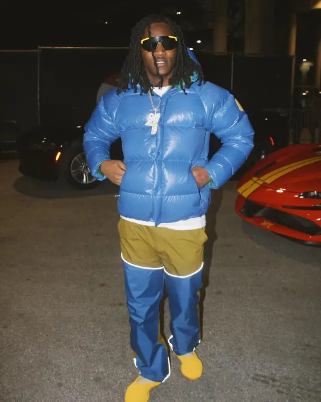 Noodah05 outfit in Moncler, Adidas, and Prada, 2022