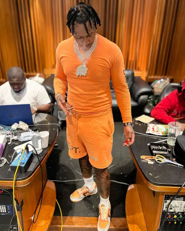 Moneybagg Yo outfit in Gallery Dept. and Bape, 2022