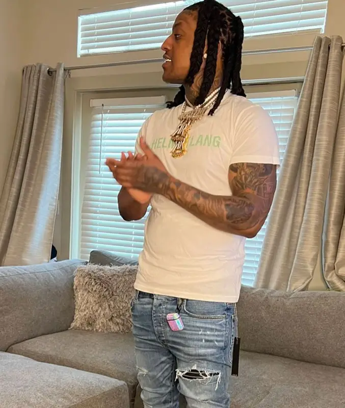 Rico Recklezz outfit in Helmut Lang, Amiri, and Jordan, 2022