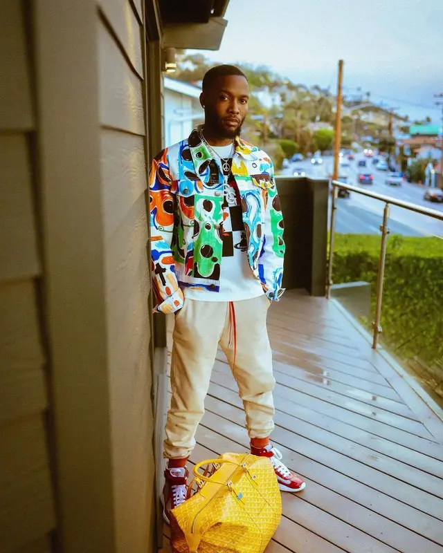 Shy Glizzy outfit in Vivienne Westwood, Prada, and Goyard, 2022