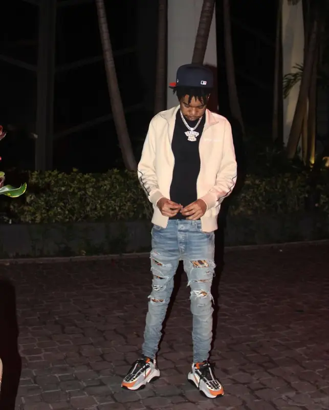 Lil Poppa outfit in Palm Angels and Amiri, 2022
