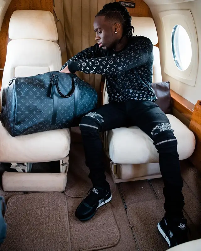 Kai Cenat outfit in Louis Vuitton and Amiri, 2020