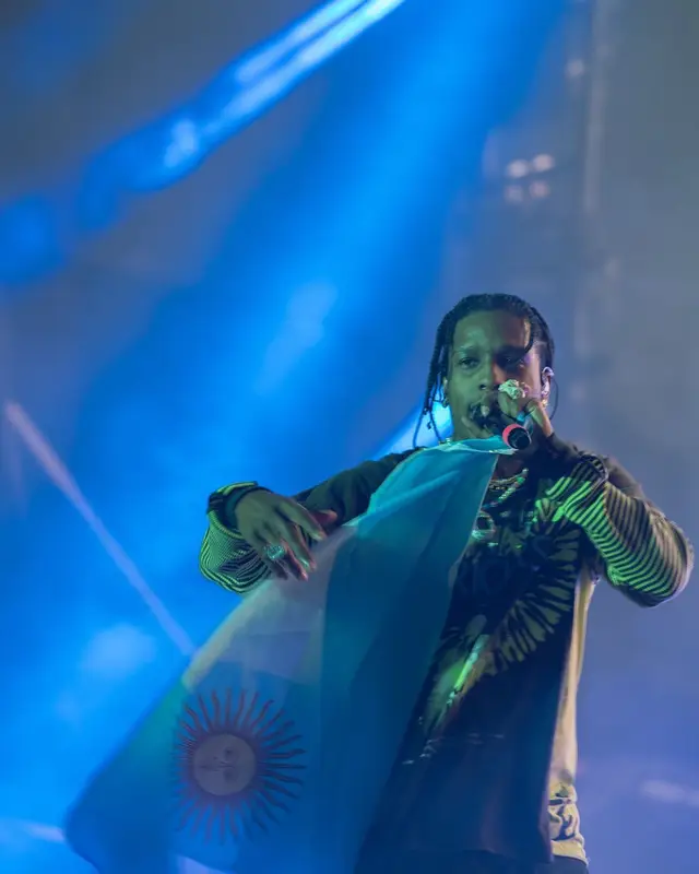 ASAP Rocky outfit in Martine Rose, MoniGotchi, and Comme Des Garcons, 2022