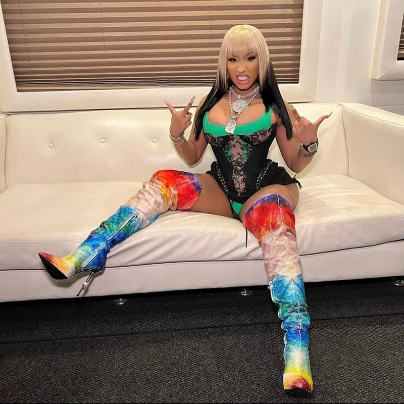 Nicki Minaj outfit in Alexander Wang, Philipp Plein, and Agent Provocateur, 2022