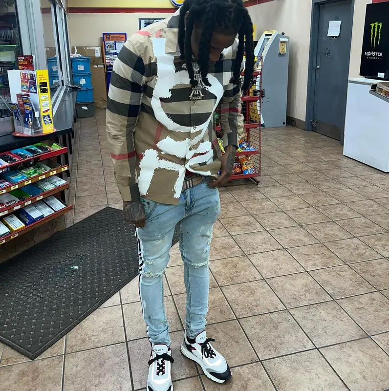 Rico Recklezz outfit in Burberry and Prada, 2022