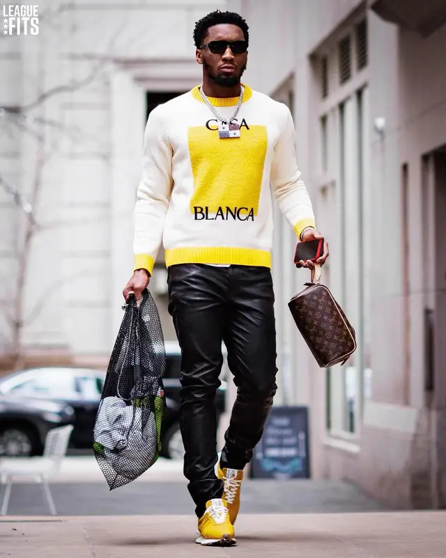 Donovan Mitchell outfit in Casablanca, Hudson, and Louis Vuitton, 2022