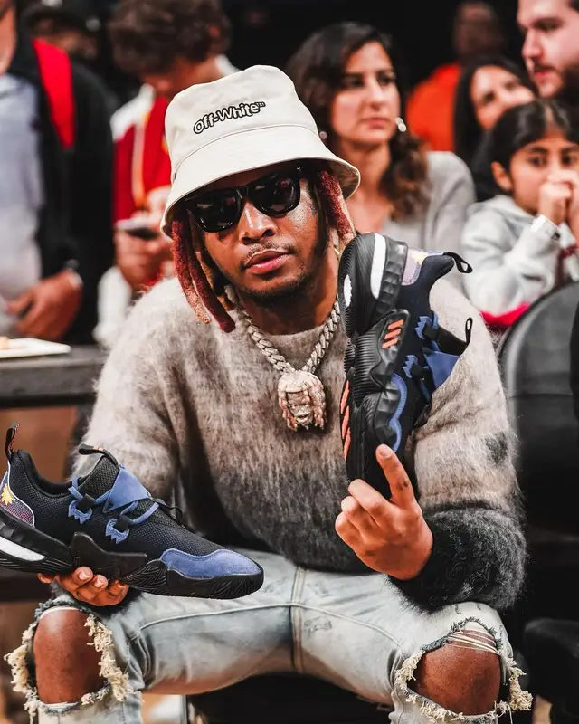 Lil Keed outfit in Adidas and Off-White, 2022