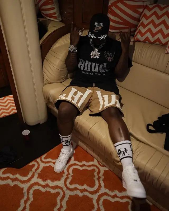 Lil Zay Osama outfit in Nike and Rhude, 2022