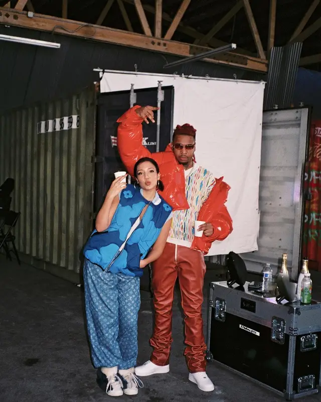 Lil Keed outfit in Entire Studios, Purple Diary, and Nike, 2022