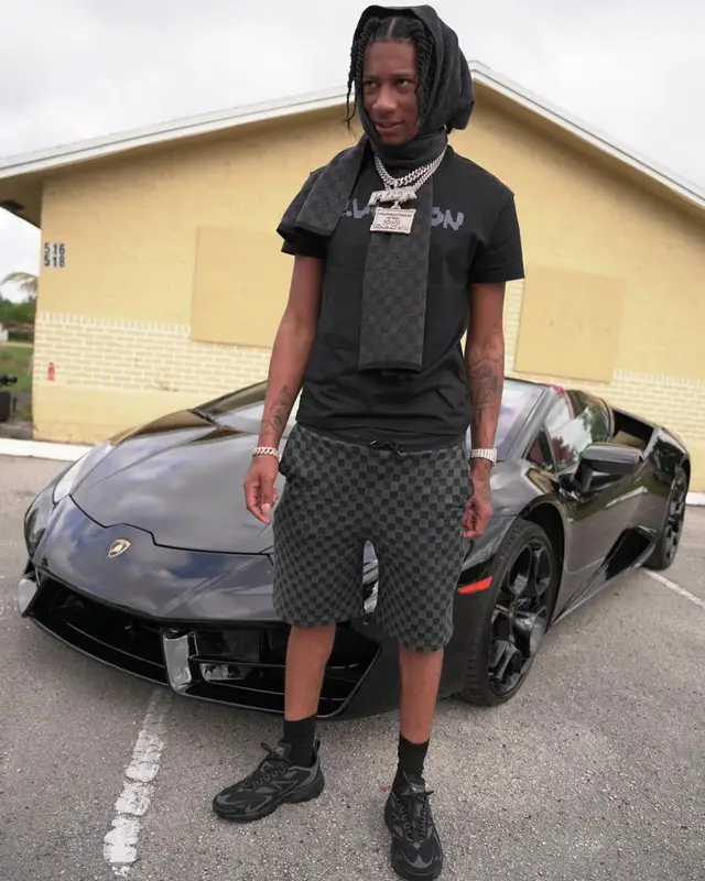 Digga D outfit in Louis Vuitton, 2022