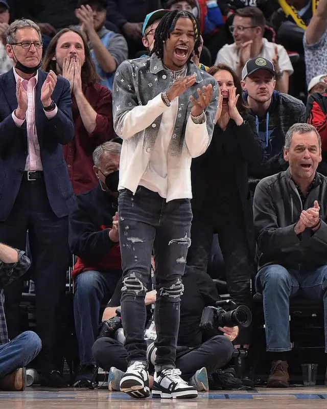 Ja Morant outfit in Louis Vuitton and Amiri, 2022