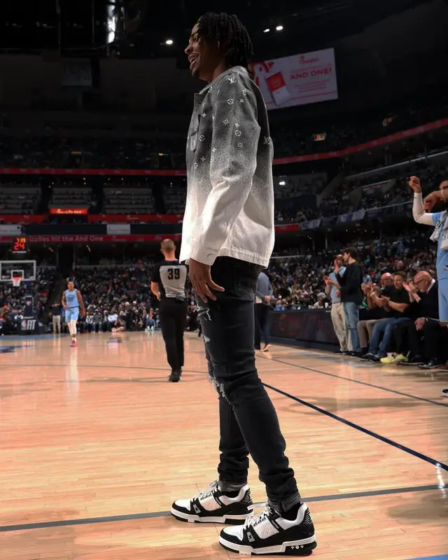 Ja Morant outfit in Louis Vuitton and Amiri, 2022